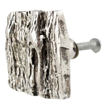 Square Bark Shape Antique Silver Aluminium Dresser Knob